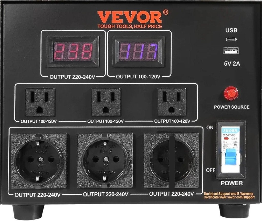 VEVOR 5000W Spanningsomvormer / Transformator–Nieuw in doos, Doe-het-zelf en Bouw, Elektriciteit en Kabels, Ophalen, Nieuw, Omvormer