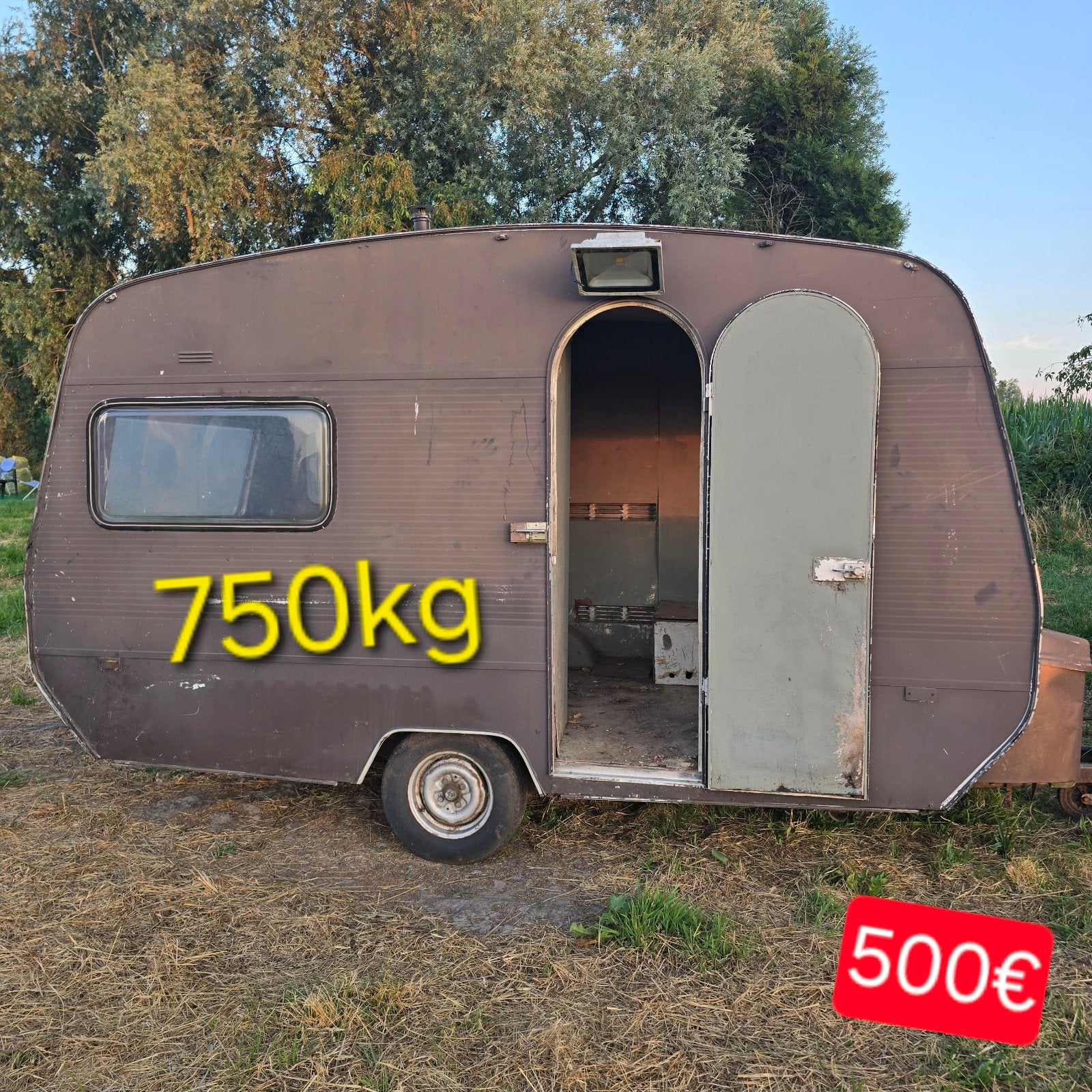 Caravane 750 kg, chantier naval, food truck, roulotte, châss, Enlèvement