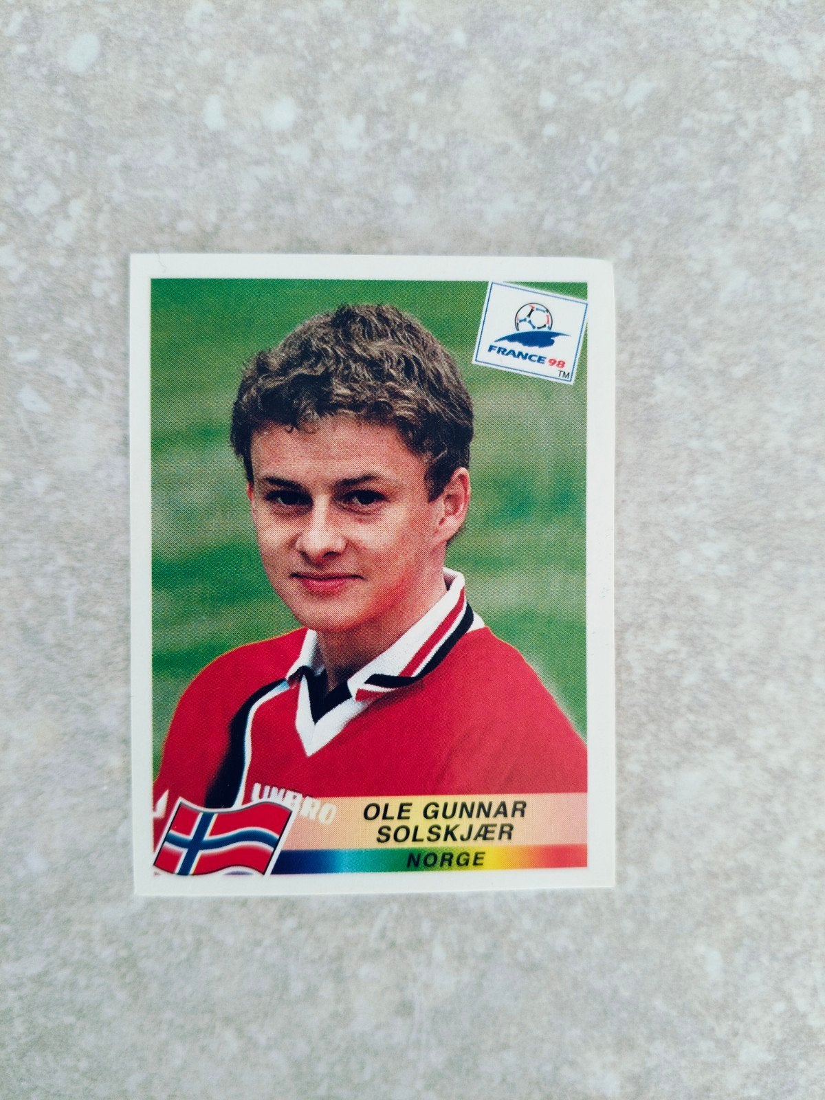 Panini sticker WK France 1998 Ole Gunnar Solskjaer, Ophalen of Verzenden, Sticker