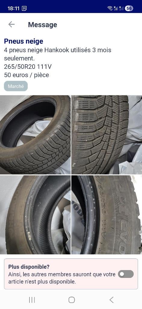 Pneus neige quasi neufs, Autos : Pièces & Accessoires, Pneus & Jantes, Neuf, Pneus hiver, 265 mm, Pneu(s)