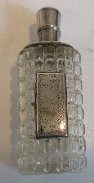 ancien bouteille de parfum, bouchon et plaque en argent (3), Antiquités & Art, Envoi