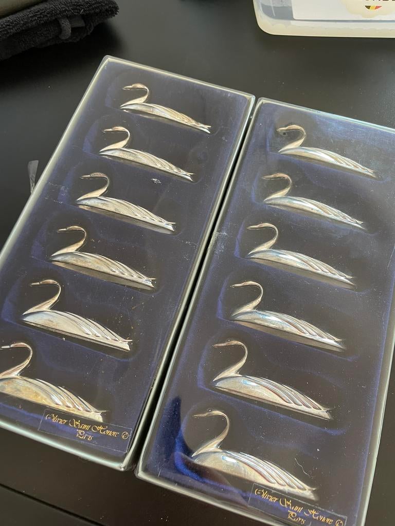 Porte-couverts - porte-couteaux en forme de cygne, Enlèvement ou Envoi, Utilisé, Inox ou Chrome, Ensemble de couverts