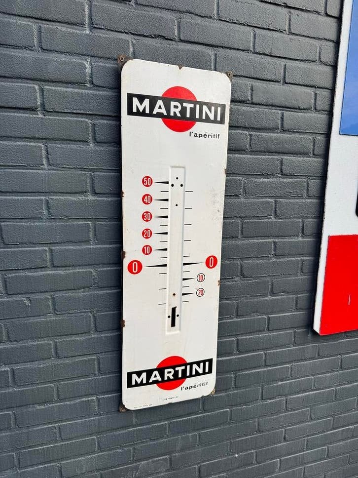 Vintage Martini Emaille Thermometer - Buitenthermometer, Antiek en Kunst