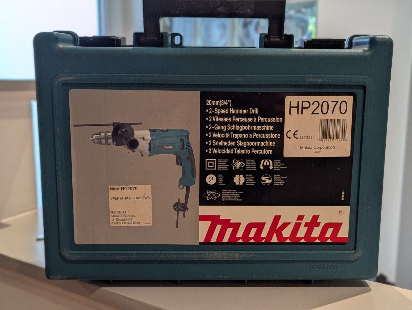 Perceuse à percussion Makita HP2070 1010W + coffret, Klopboormechanisme, Ophalen, Boormachine, Gebruikt
