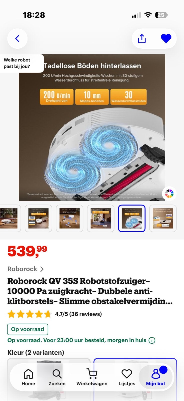 Roborock QV 35S paar maanden oud!, Ophalen, Zo goed als nieuw