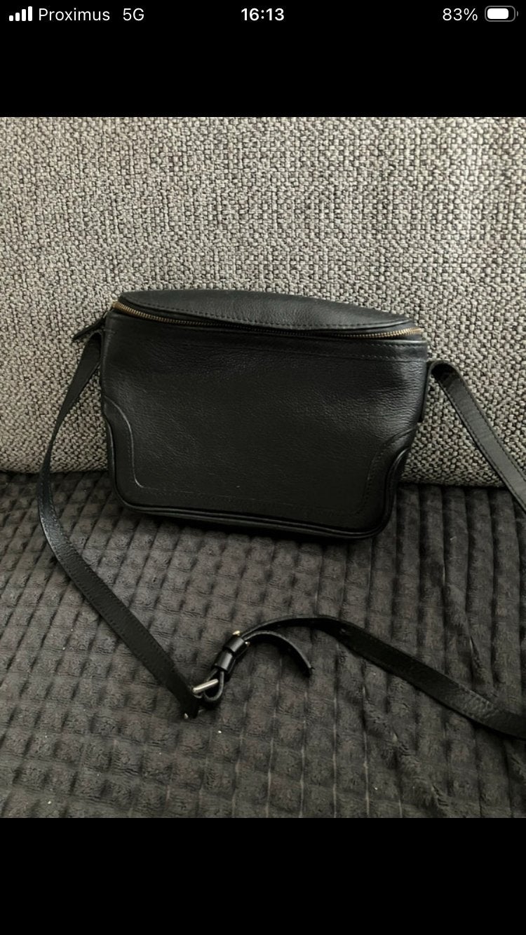Vintage handtas / schoudertas in leer 24 x 17 x 4 cm, Ophalen of Verzenden, Gebruikt, Leer