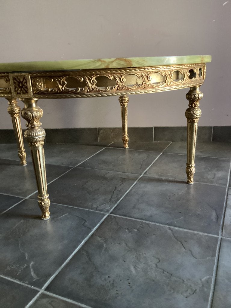 Ronde Salontafel met marmeren blad, Ophalen, Gebruikt, Rond, Metaal