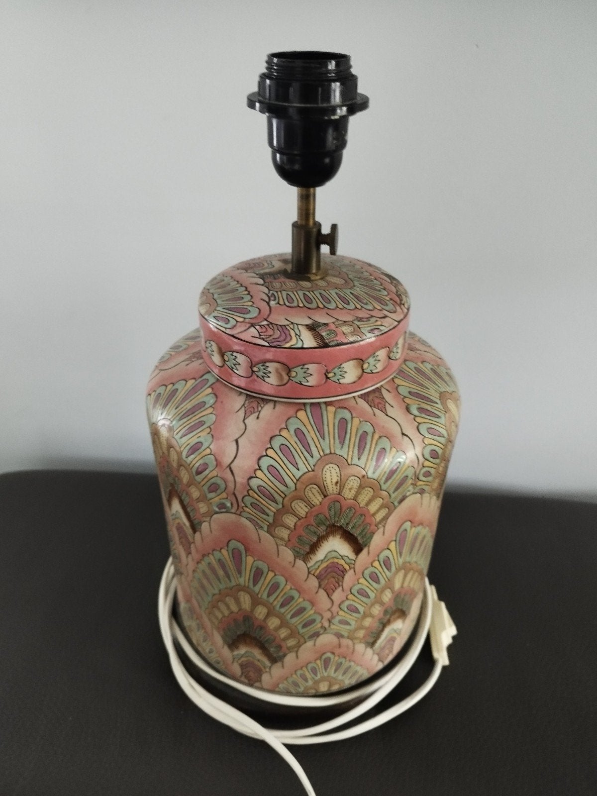 Lampe de table vintage style chinois en céramique rose, Huis en Inrichting, Roze, Ophalen, Keramiek, Vintage