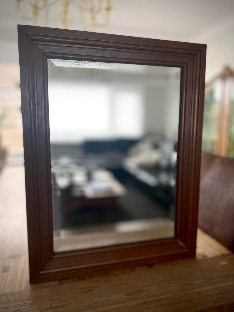 Zware Massief Houten Spiegel 70x54 cm, Ophalen, Zo goed als nieuw, Minder dan 100 cm, Rechthoekig