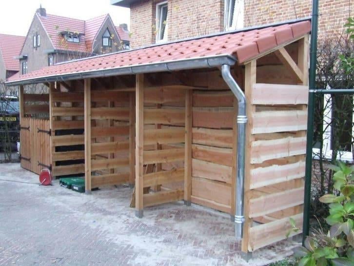 Rangement en bois et auvent pour bois de chauffage et, Jardin & Terrasse, Enlèvement ou Envoi