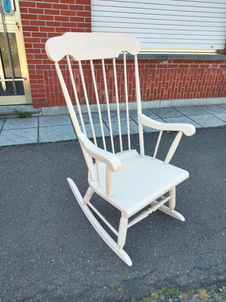 Wit beige schommelstoel rocking chair chaise basculante, Huis en Inrichting, Ophalen, Gebruikt, Wit, Eén