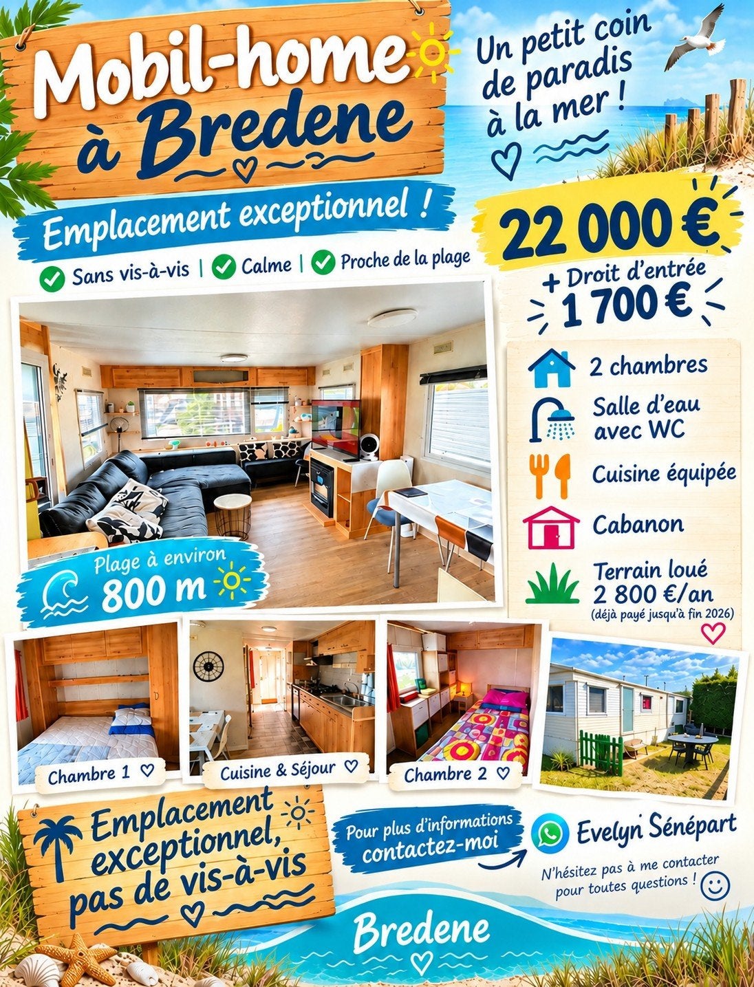MOBIL HOME A BREDENE  EMPLACEMENT EXEPTIONNEL‼️‼️, Caravanes & Camping