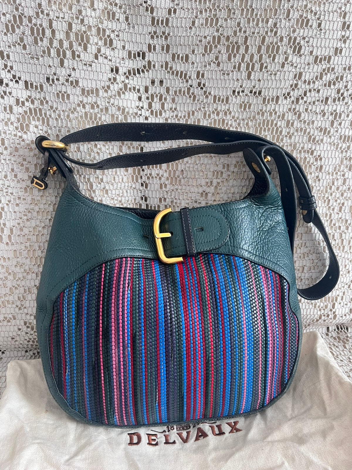 Sac DELVAUX modèle Souverain cuir tressé multicolore, Enlèvement ou Envoi, Comme neuf, Cuir