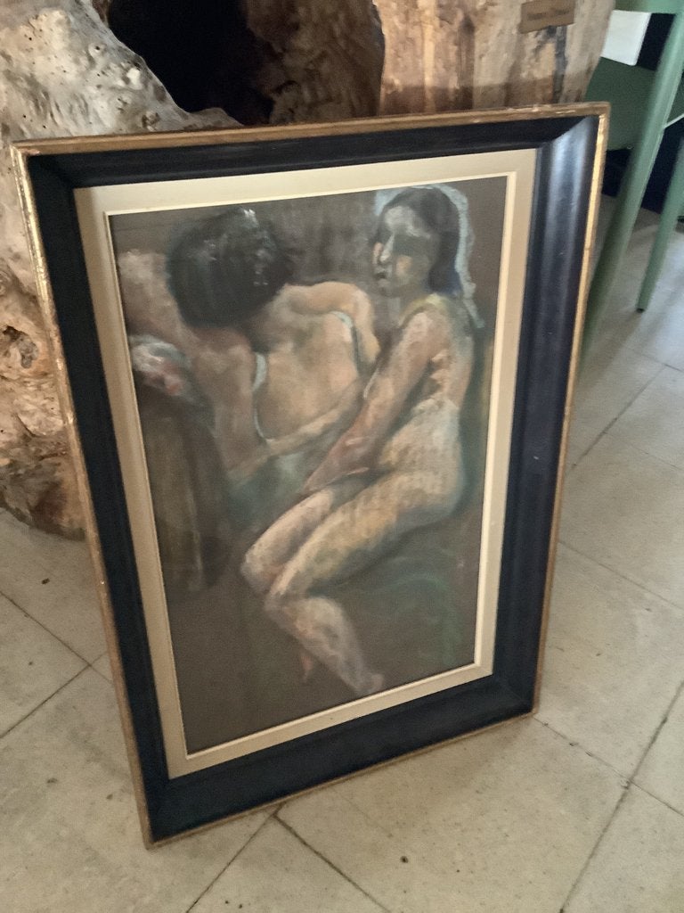 Kunstwerk Geirnaert Miton 1908- 2004, Enlèvement, Pastel, Portrait ou Personnes, Papier