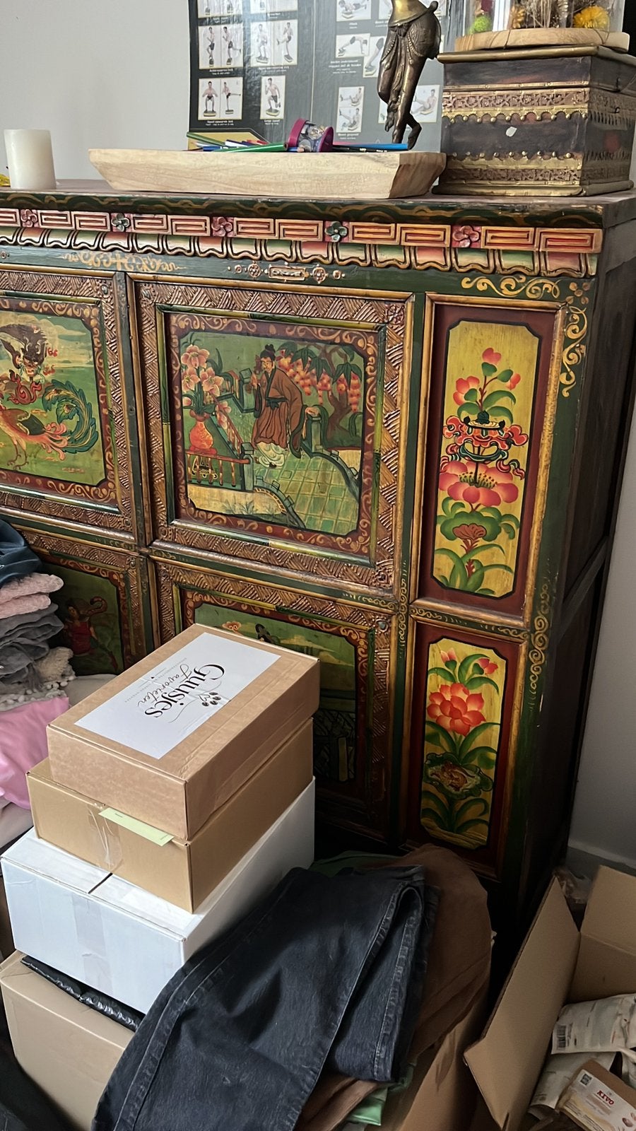 Tibetaanse antieke kast, handgeschilderd, Antiek en Kunst, Ophalen