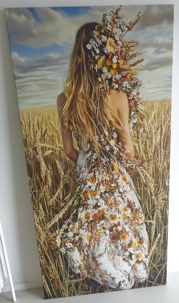 ANNE DIAS / FIELDS OF GRACE / PRINT CANVAS 195x95cm CHASSIS, Signé, Enlèvement