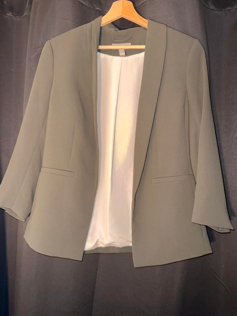 Kaki groene blazer H&M maat 36, Ophalen, Zo goed als nieuw, Maat 36 (S), Groen