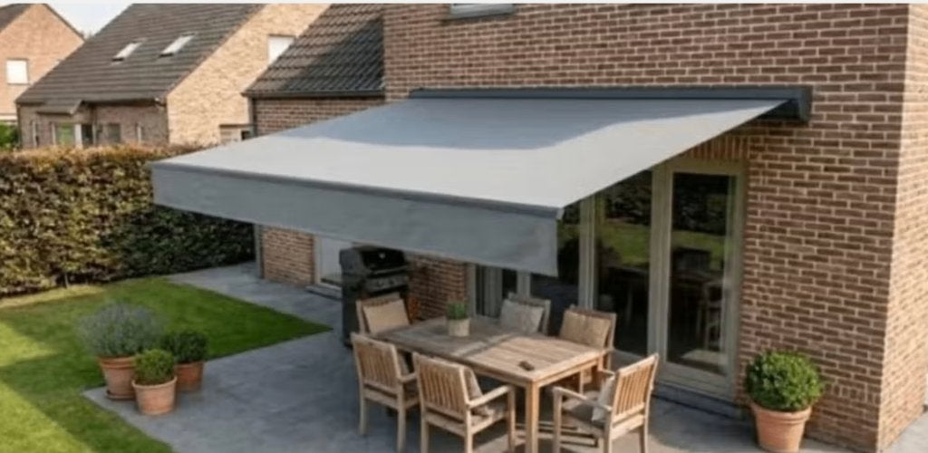 zonneluifel 3,95 m x 3,00 m gemotoriseerd HOUSTON, Tuin en Terras, Ophalen, Gebruikt, Elektrisch