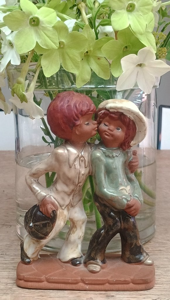 Vintage terracotta beeldje deels geglazuurd jr70, Ophalen
