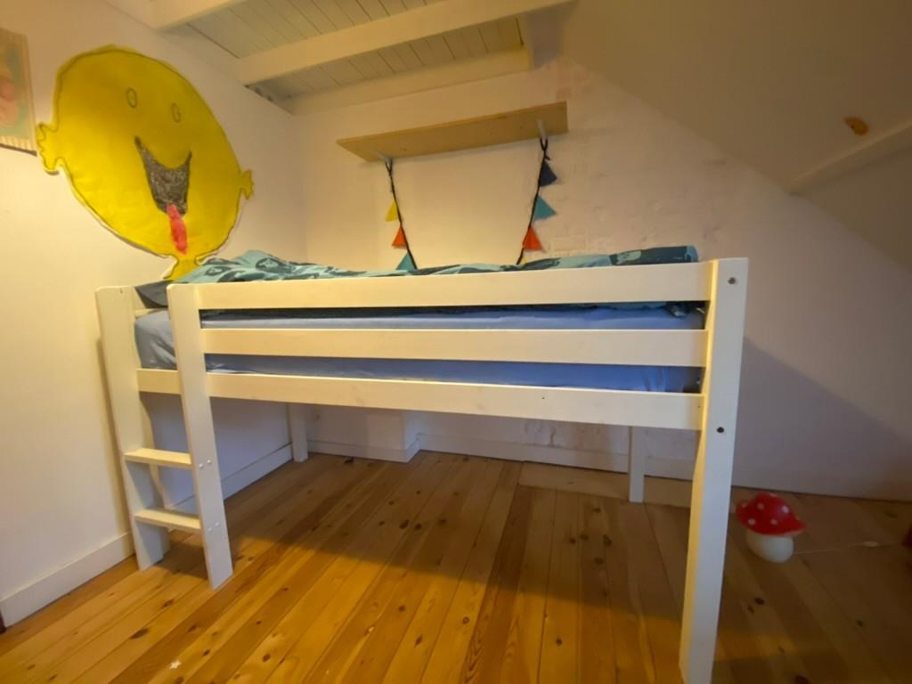 Hoogslaper wit hout, Huis en Inrichting, Ophalen, 100 cm, Hoogslaper, Eenpersoons