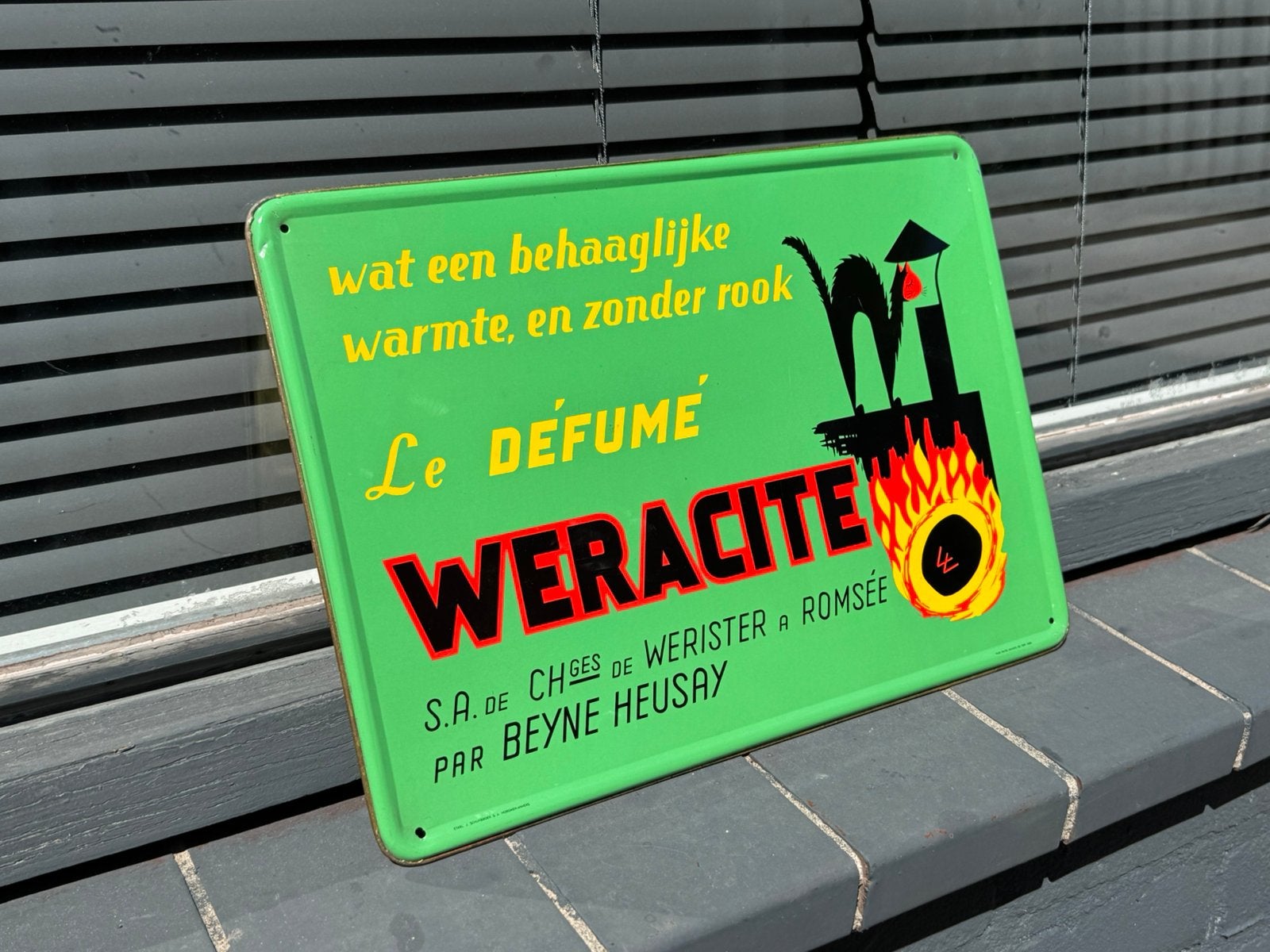 Blikken reclamebord Weracite, Verzamelen, Ophalen of Verzenden, Gebruikt, Reclamebord