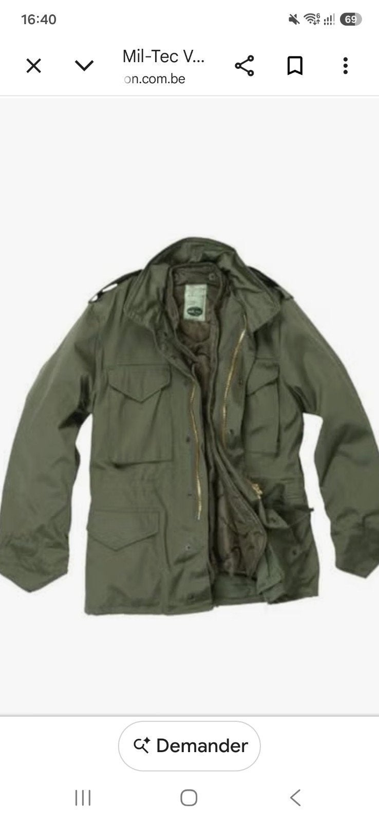 veste militaire us, Enlèvement