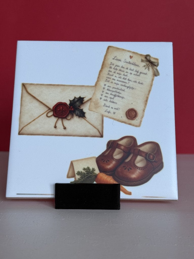Tegeltje met afbeelding "schoentje zetten" Sinterklaas, Ophalen of Verzenden, Nieuw