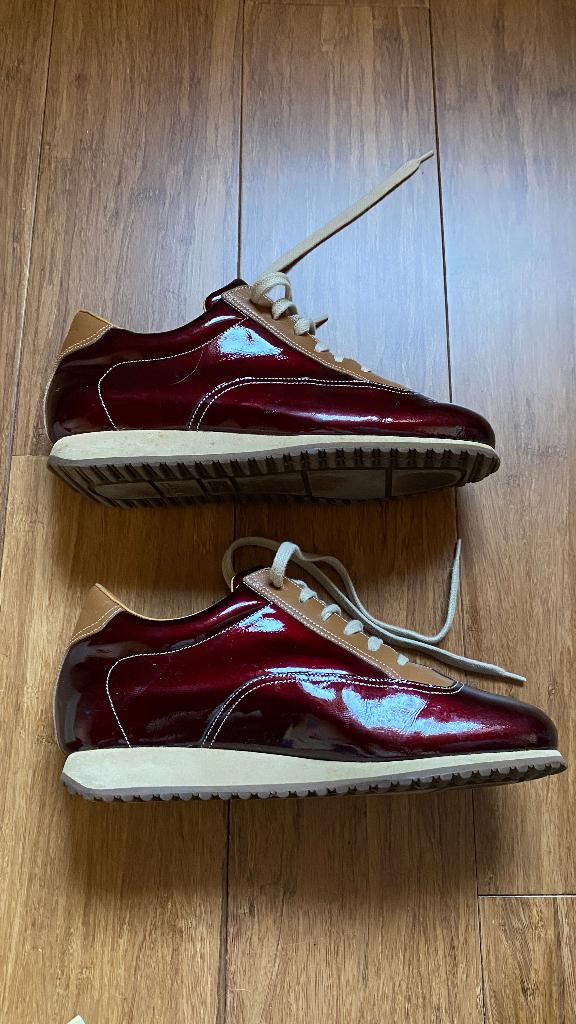 Santoni baskets ville/sport cuir verni 35,5 – Made in Italy, Rouge, Enlèvement ou Envoi, Sneakers et Baskets, Porté