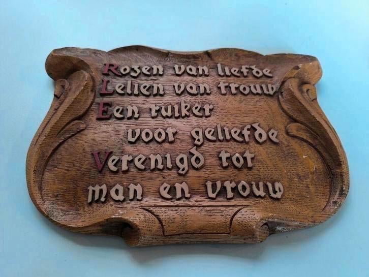 Gipsen wandbord 'huwelijk', Ophalen of Verzenden
