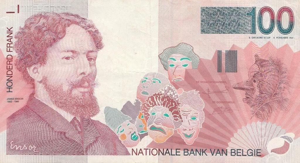 100 francs belges James Ensor 1995-1999, Timbres & Monnaies, Enlèvement, Billets en vrac