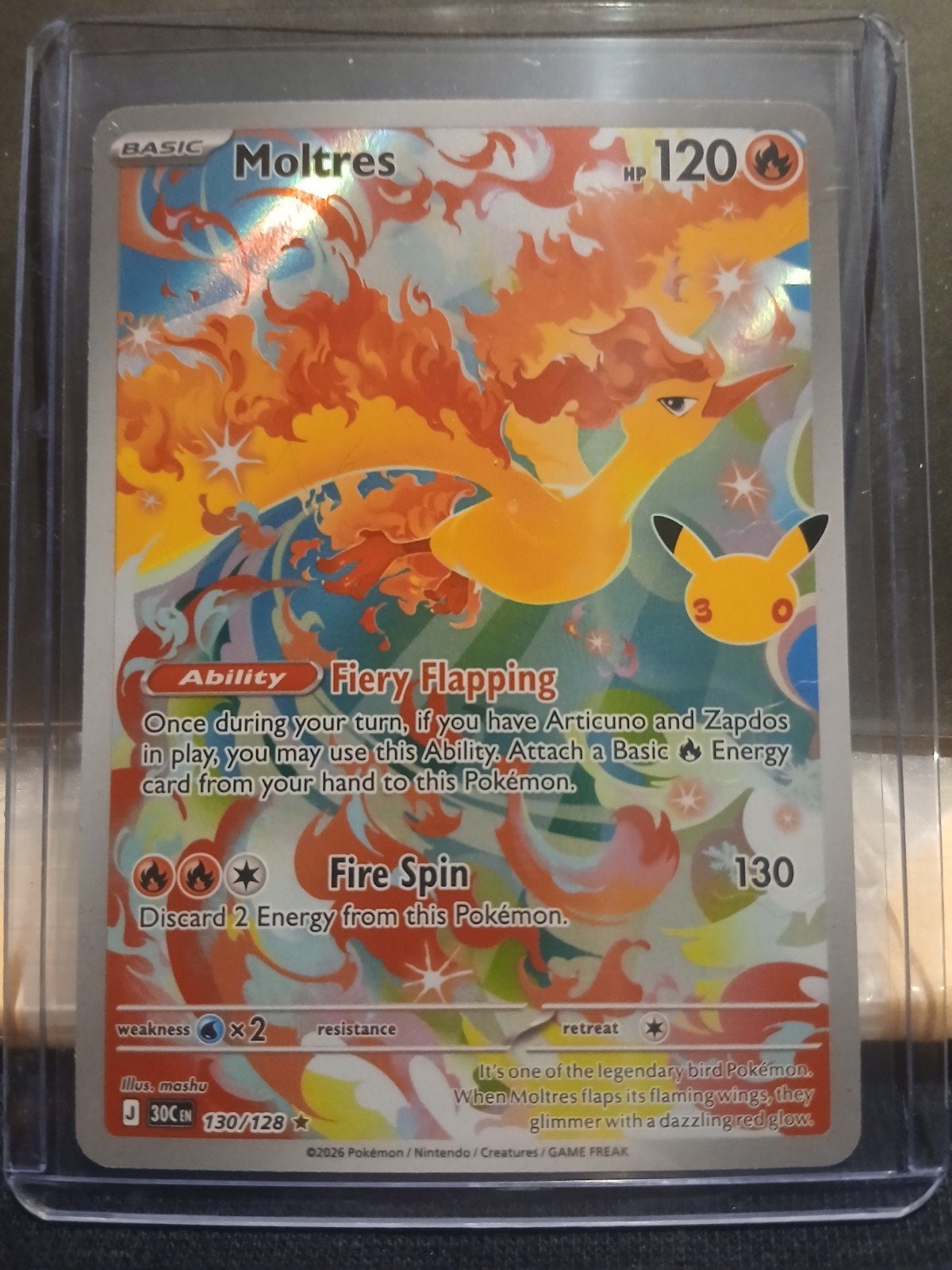 moltres 130 pokemon 30 celebrations, Hobby en Vrije tijd, Ophalen of Verzenden, Nieuw, Losse kaart, Foil