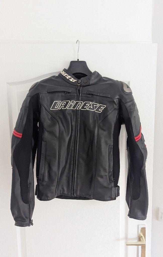 Blouson cuir femme Dainese Racing D1 Pelle noir, DAINESE, Seconde main, Enlèvement ou Envoi, Femmes
