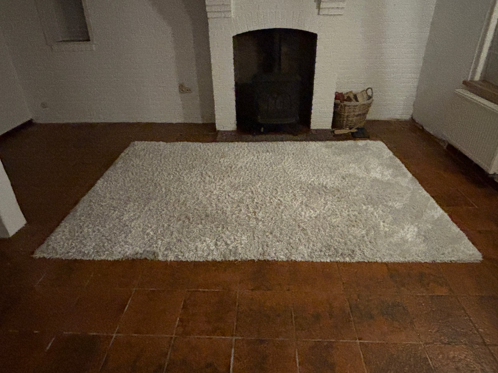 Hoogpolig wit tapijt (2m x 3m), Huis en Inrichting, Ophalen, Gebruikt, Wit, 200 cm of meer