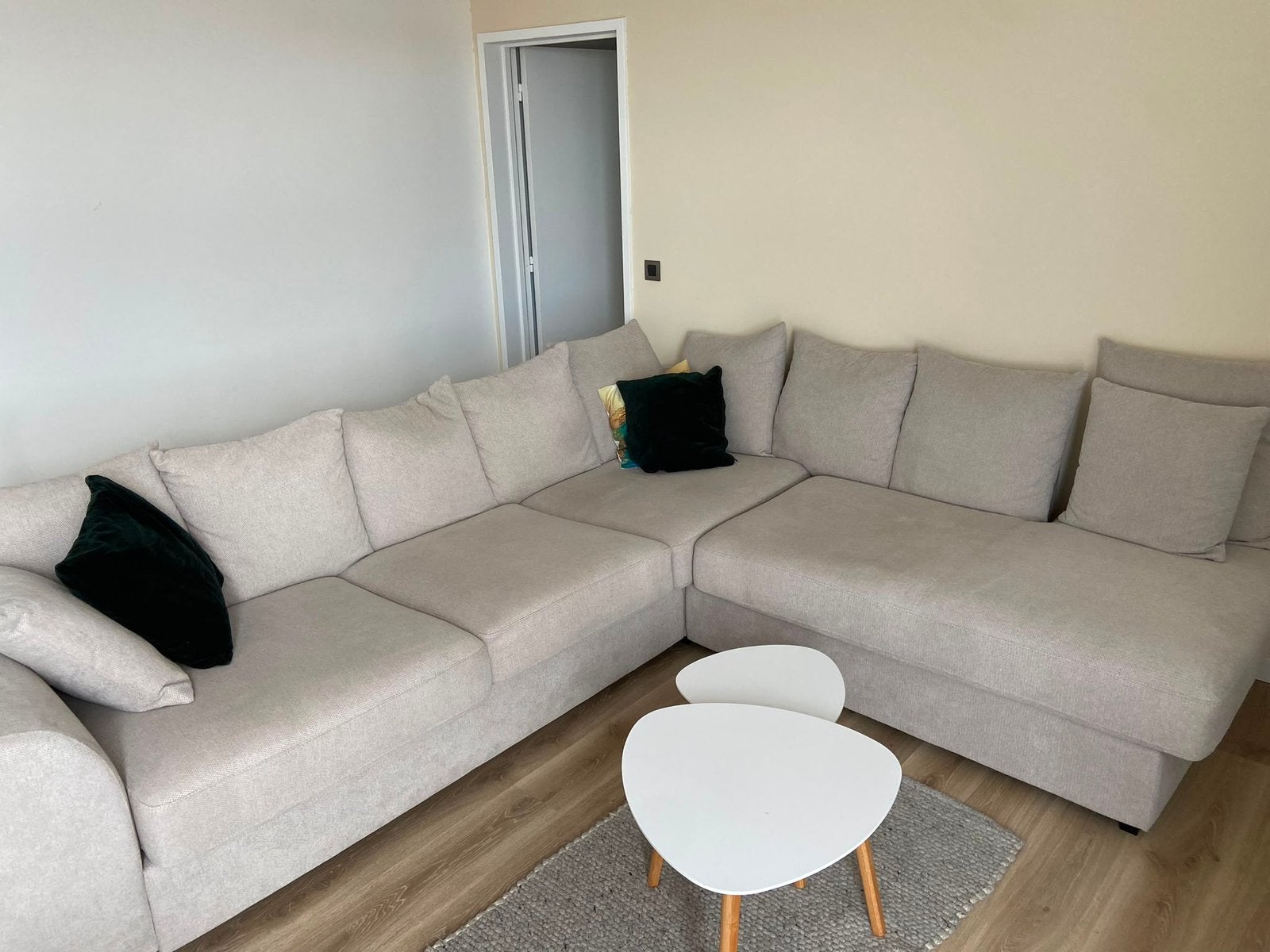 Grote hoekzeten beige, Huis en Inrichting, Ophalen, Zo goed als nieuw