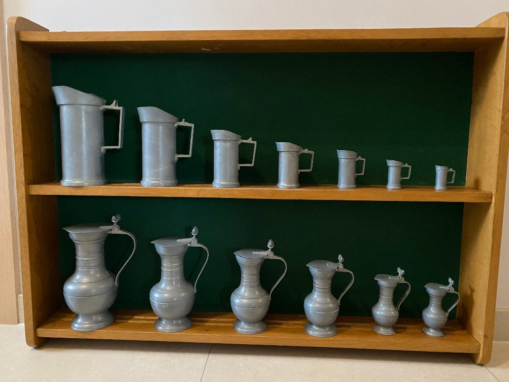 Eiken rek met kannetjes en potten, Ophalen, Gebruikt, Hout, Decoratieobject