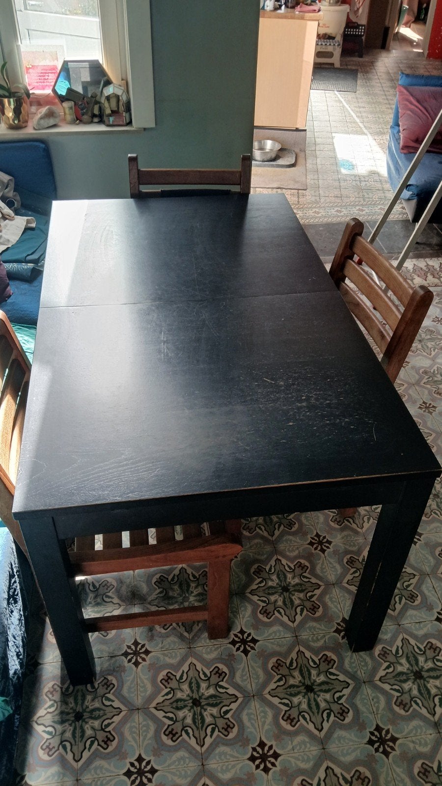 table ikea burjsta 84/140 - 180 - 220, Maison & Meubles, 150 à 200 cm, Cinq personnes ou plus, Enlèvement, Utilisé