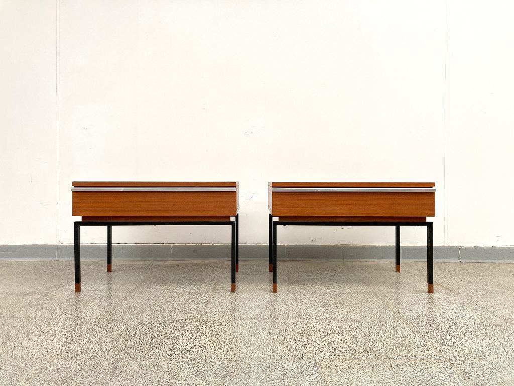 Mid-century vintage teak ladekastjes/nachtkastjes, Huis en Inrichting, Kasten | Ladekasten, Gebruikt, Teakhout, 1 of 2 laden, Modernistisch