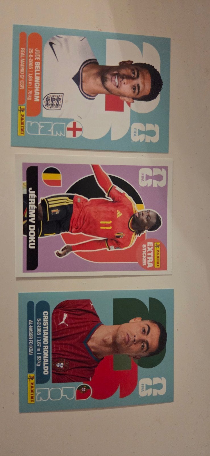 Panini-stickers Ronaldo, Bellingham, Doku Extra sticker, Ophalen, Nieuw, Meerdere stickers