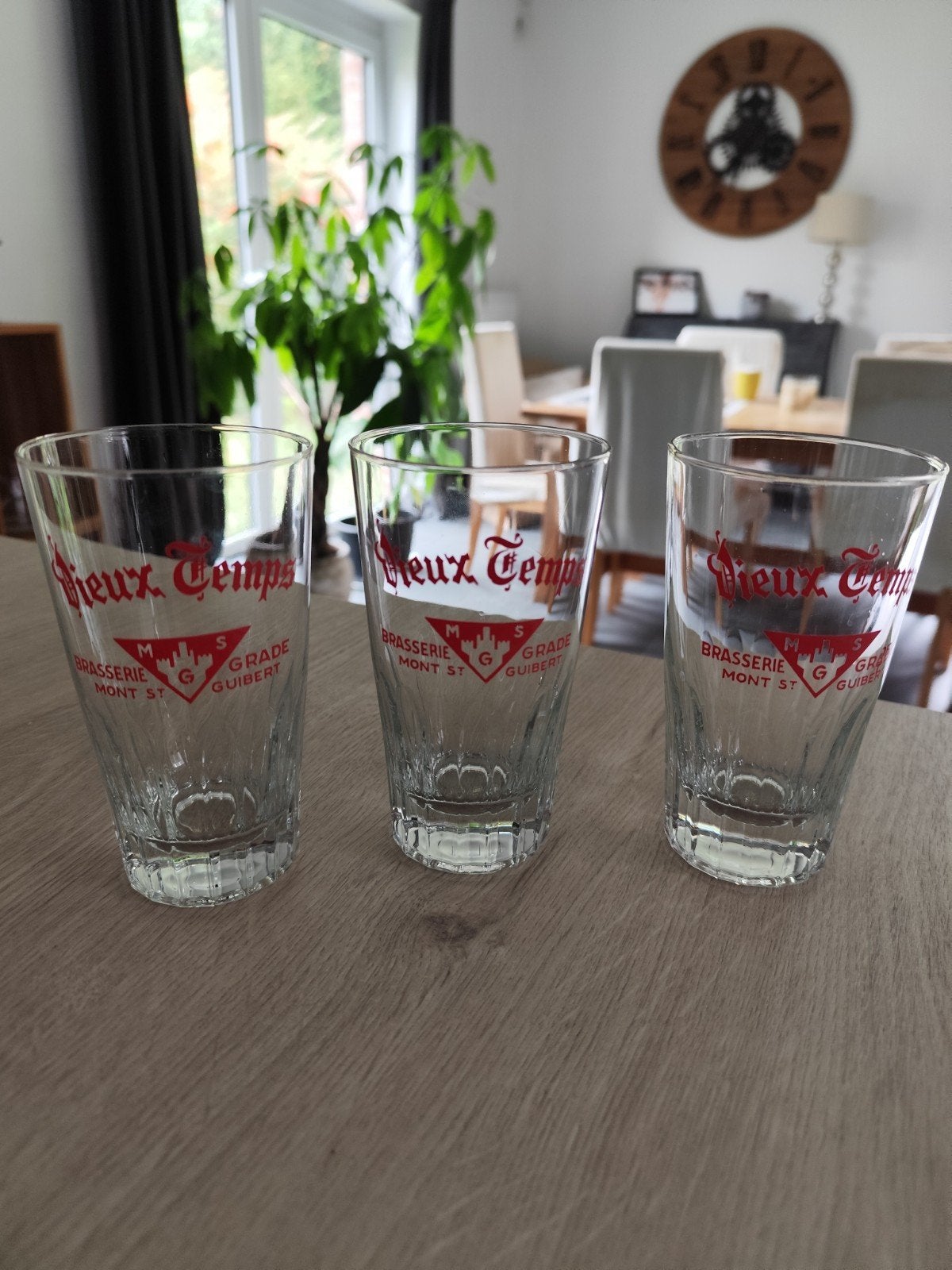 Lot de 3 verres à bière vintage Vieux Temps, Collections, Enlèvement ou Envoi
