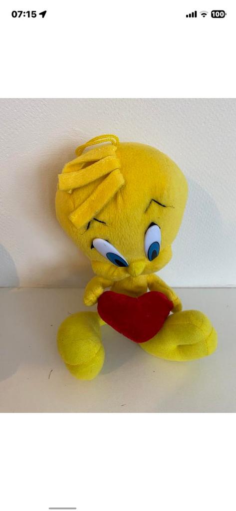 Peluche Titi (Tweety Bird) avec cœur rouge, Jaune, Enlèvement ou Envoi, Autres marques, Comme neuf