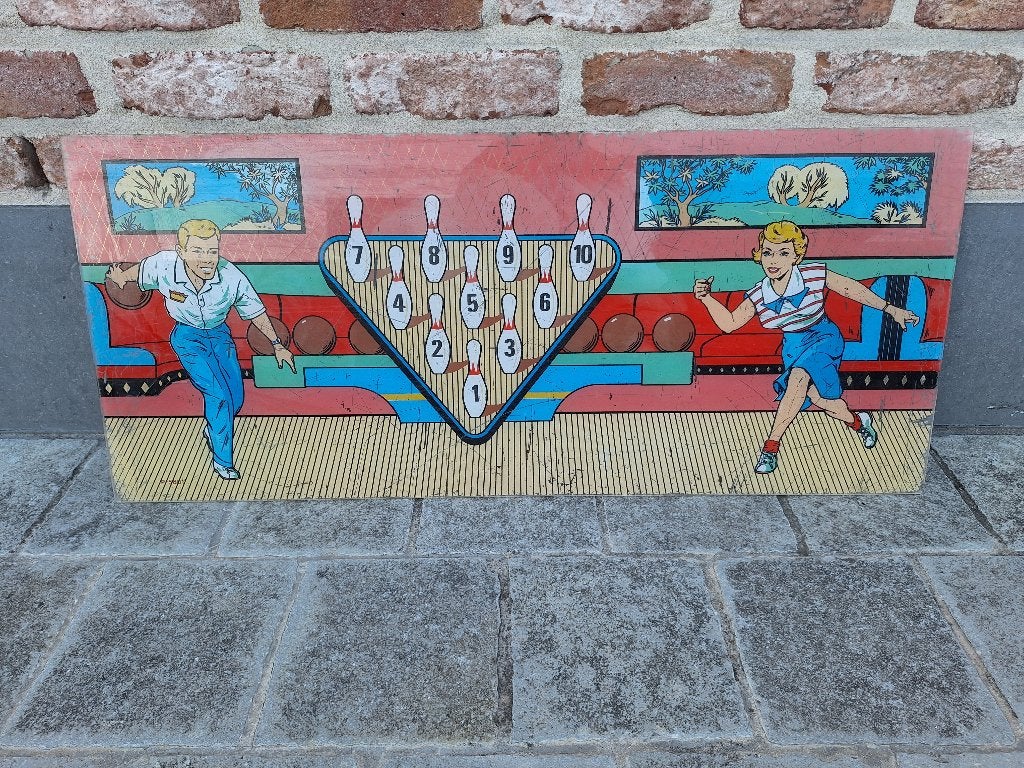 Vintage backglass bowling arcadekast, Collections, Collections Autre, Enlèvement, Utilisé