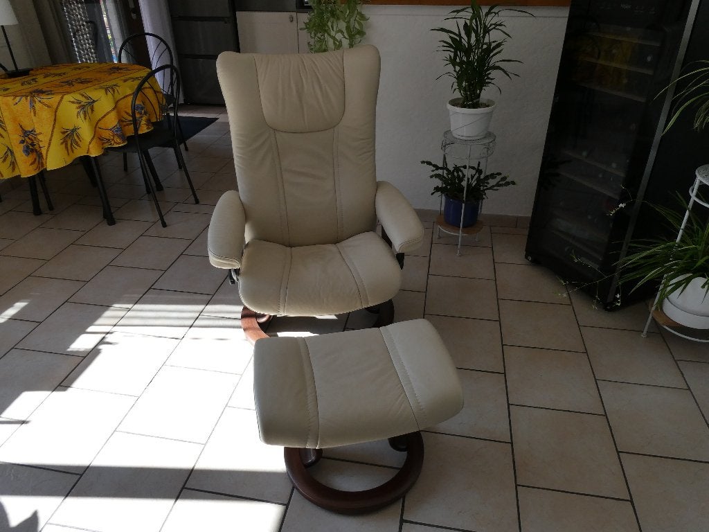 Fauteuil Relax Stressless, Maison & Meubles, Fauteuils, Utilisé, Bois, Cuir, 50 à 75 cm, Moins de 75 cm, Enlèvement
