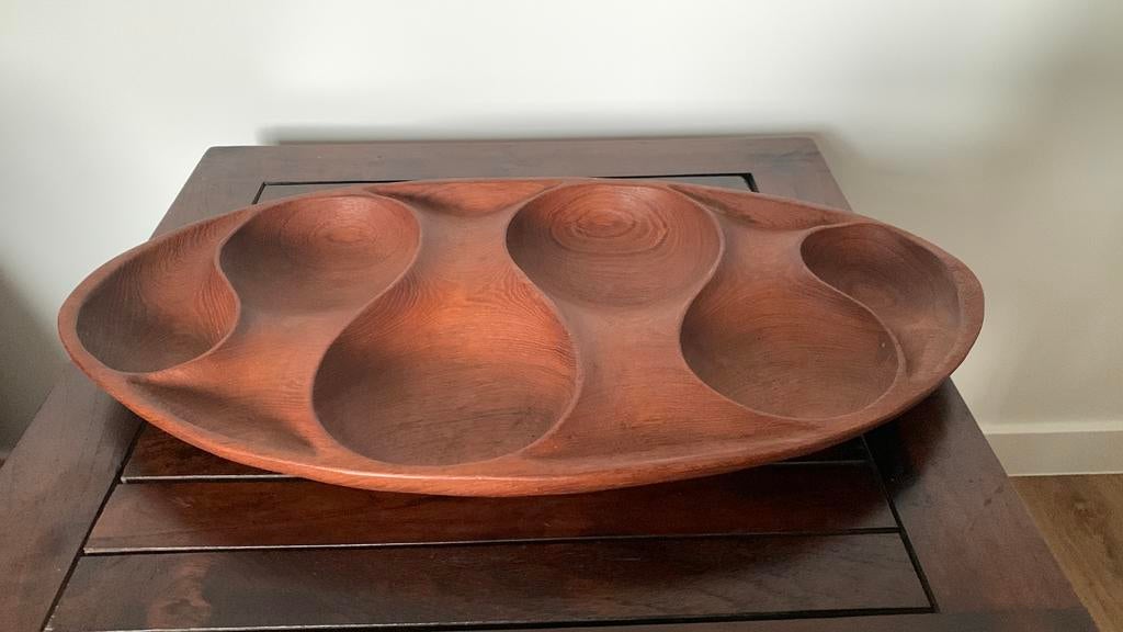 Vintage teak schaal - 24,5x46cm, Ophalen, Zo goed als nieuw, Schaal