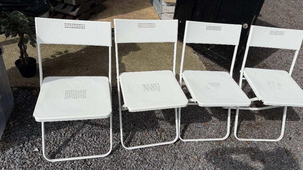 4 witte Ikea Gunde klapstoelen, Huis en Inrichting, Stoelen, Ophalen, Zo goed als nieuw, Wit, Vier