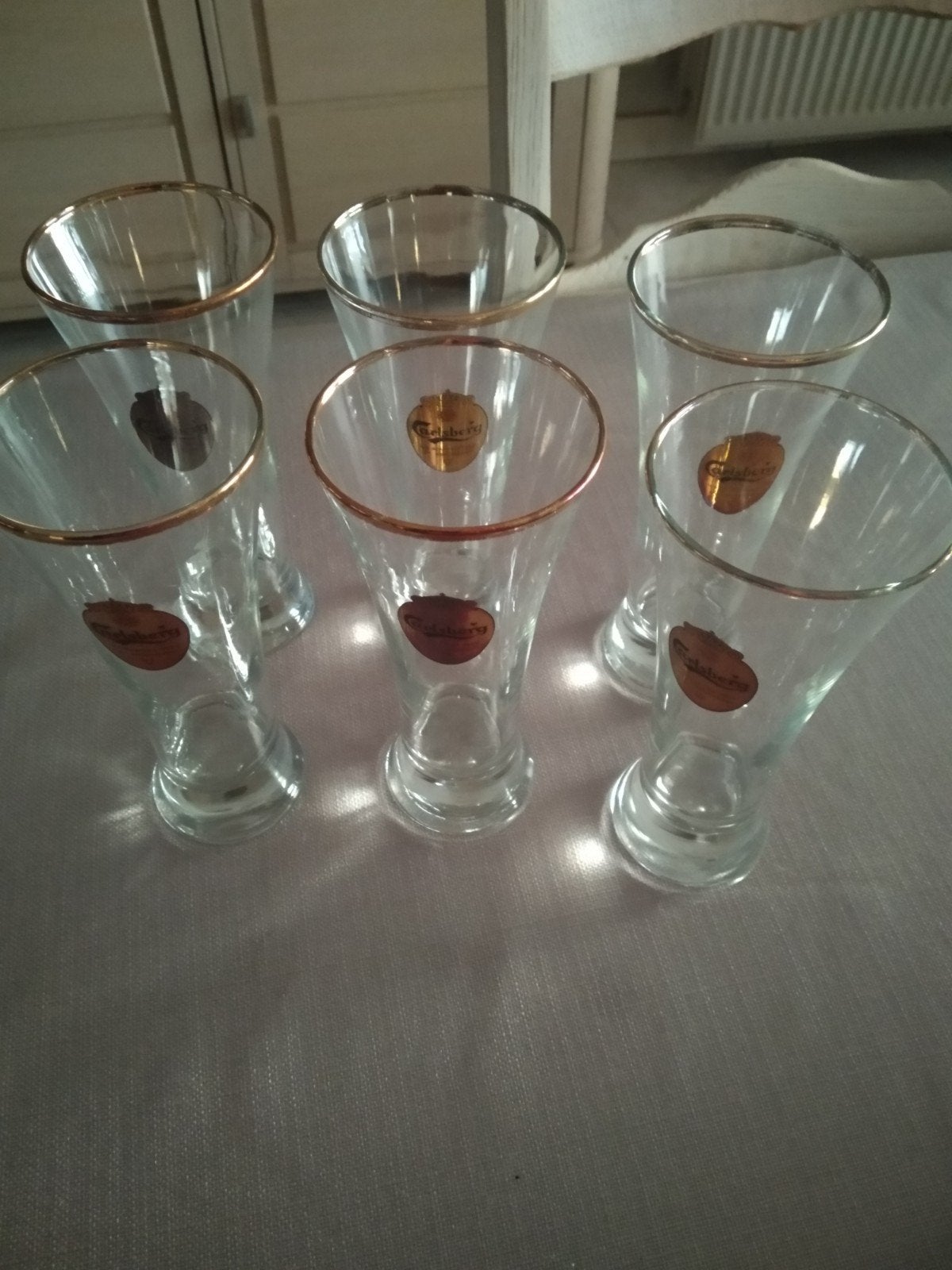 6 glazen carlsberg / 6 glazen gueuze, Ophalen, Nieuw, Bierglas