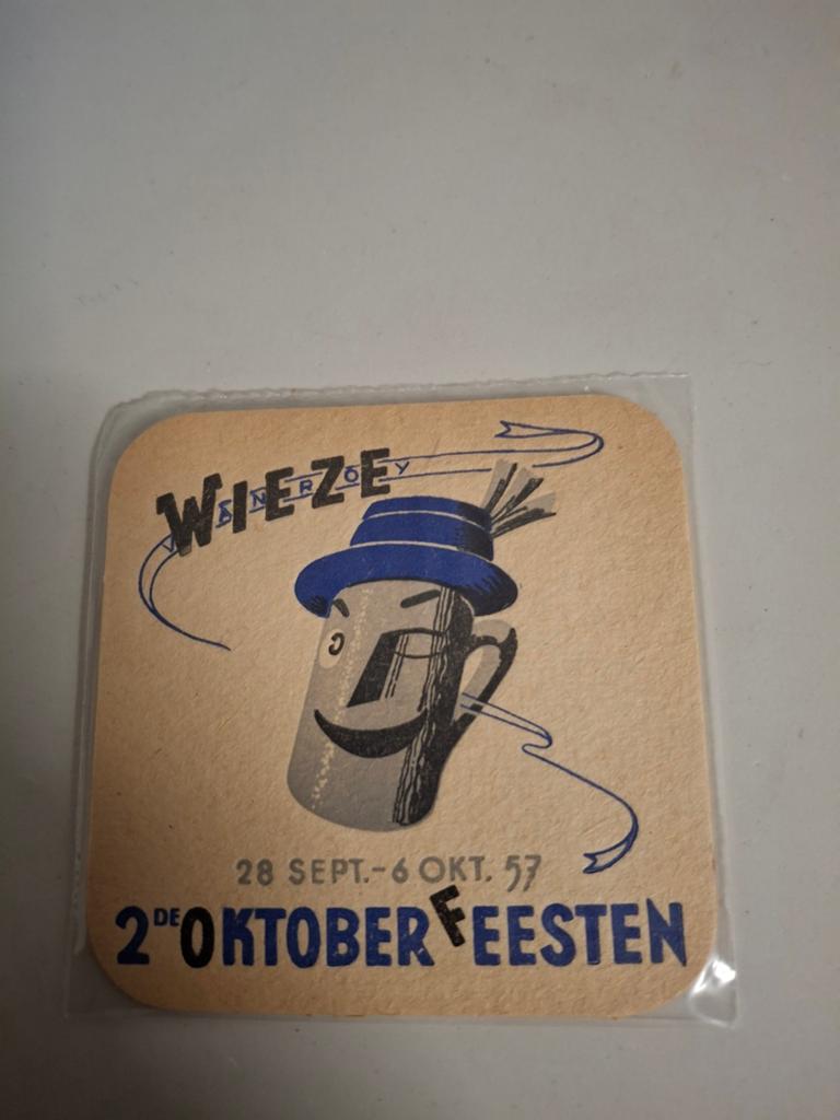 Oud bierviltje wieze 2e oktoberfeesten 1957, Verzamelen, Ophalen of Verzenden