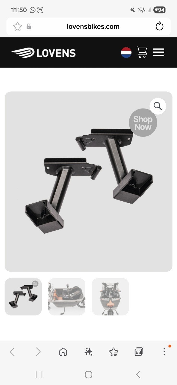 Maxi cosi en adapterset lovens bakfiets, Ophalen