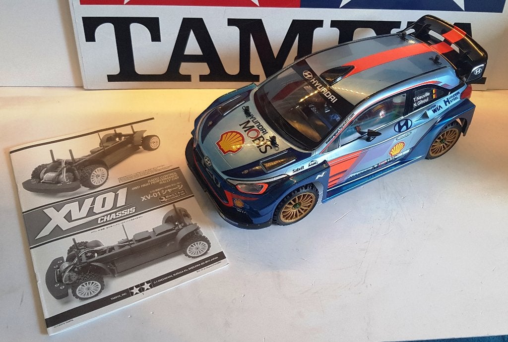 Châssis Tamiya VX-01 avec carrosserie Hyundai i20 Coupé WRC, Échelle 1:10, Enlèvement ou Envoi, Voiture off road, Comme neuf