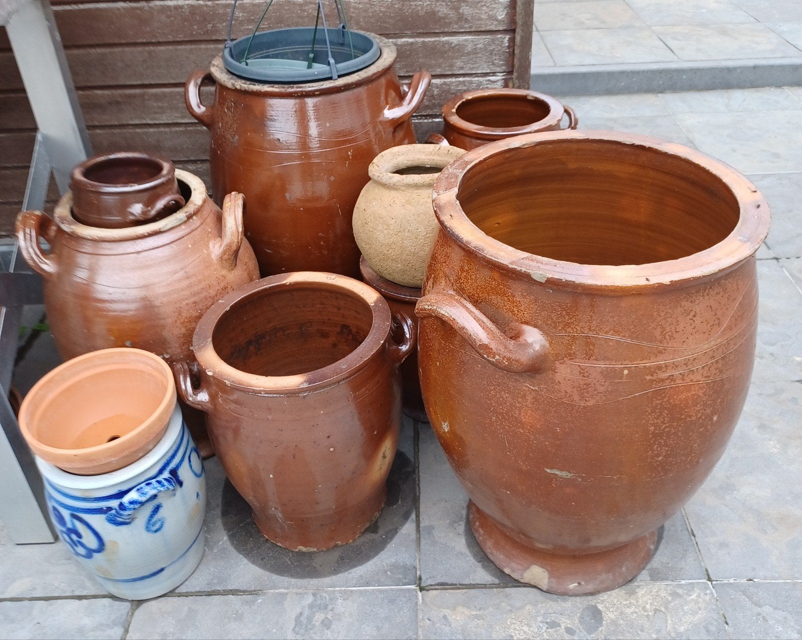 verschillende smoutpotten grootte en kleine., Ophalen, Gebruikt, Steen, Balkon