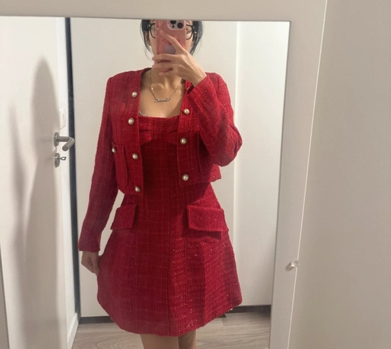 Set robe +veste rouge, Vêtements | Femmes, Combinaisons, Enlèvement ou Envoi, Comme neuf, Rouge